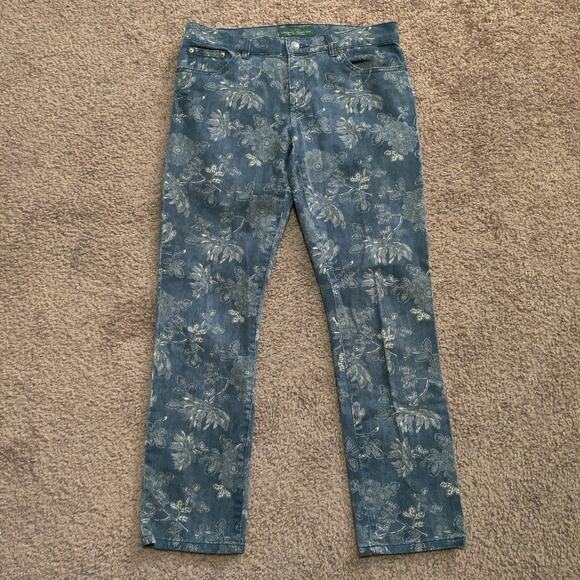 Lauren Jeans Co. Ralph Lauren Women's 6 30x27 Floarl Print All Over Pants Blue - Picture 4 of 8